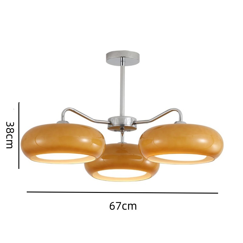 Diagram wymiarowy przedstawiający rozmiar lampy sufitowej Modern 3 Light Chrome