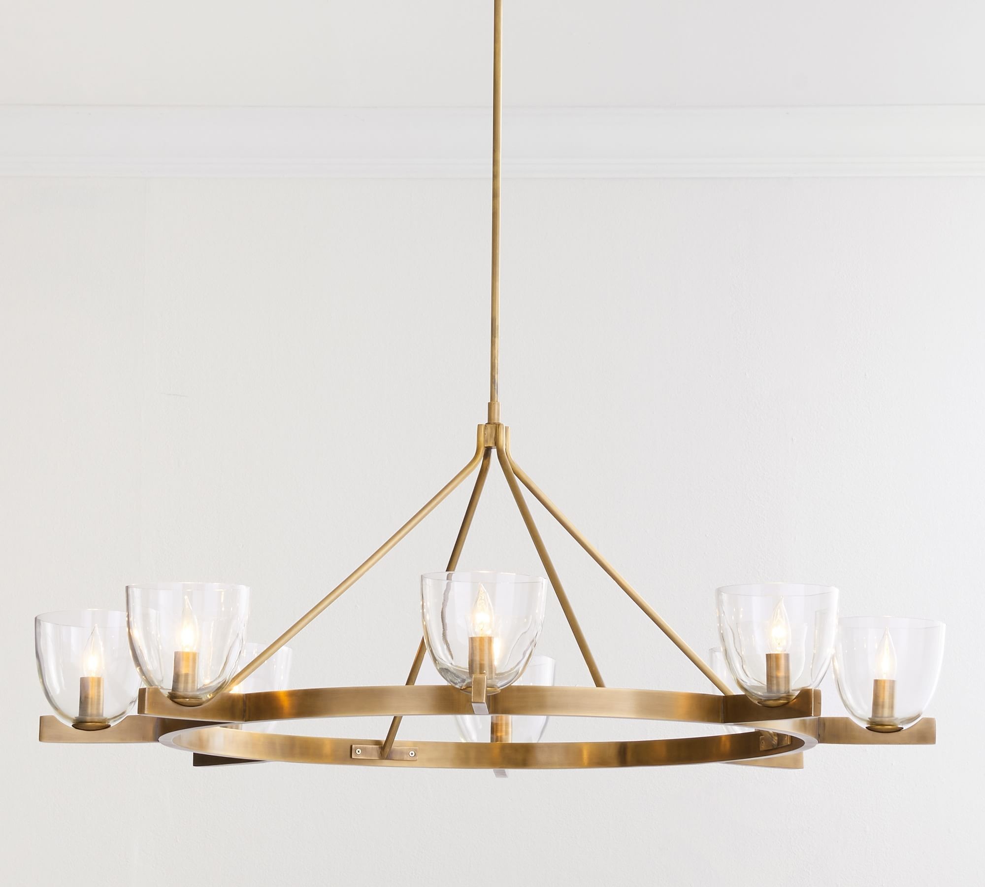 Auria Hand-blown Glass Metal Chandelier - Contemporary Brass Design T061