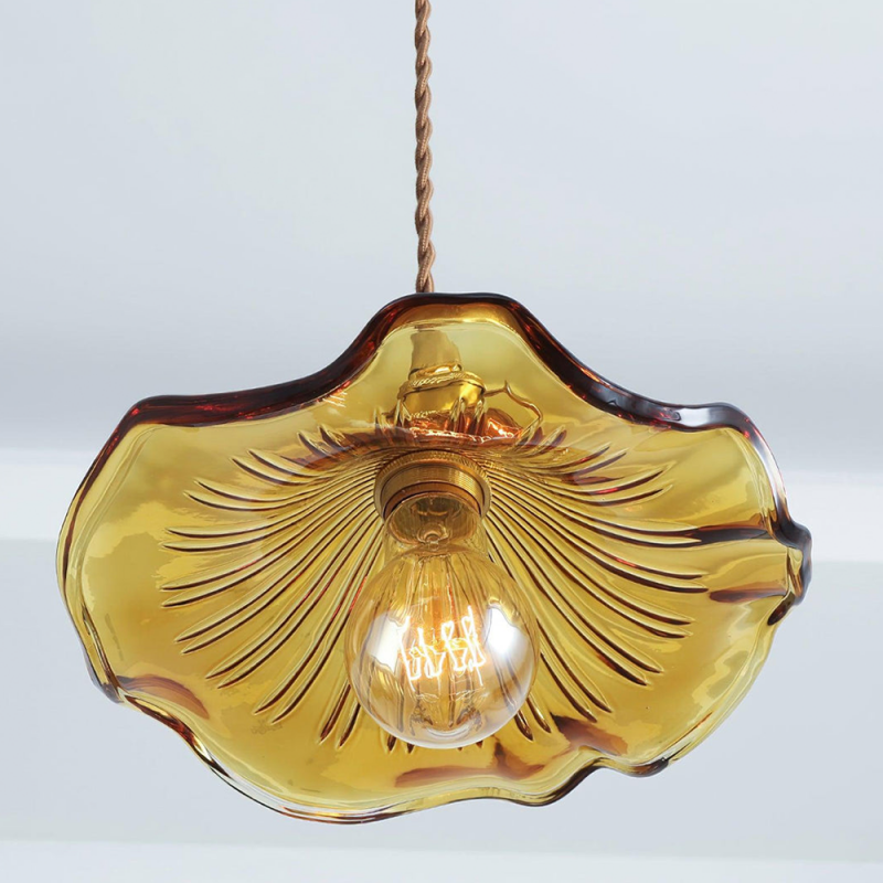Retro Hibiscus Flower Glass Pendant Light S104
