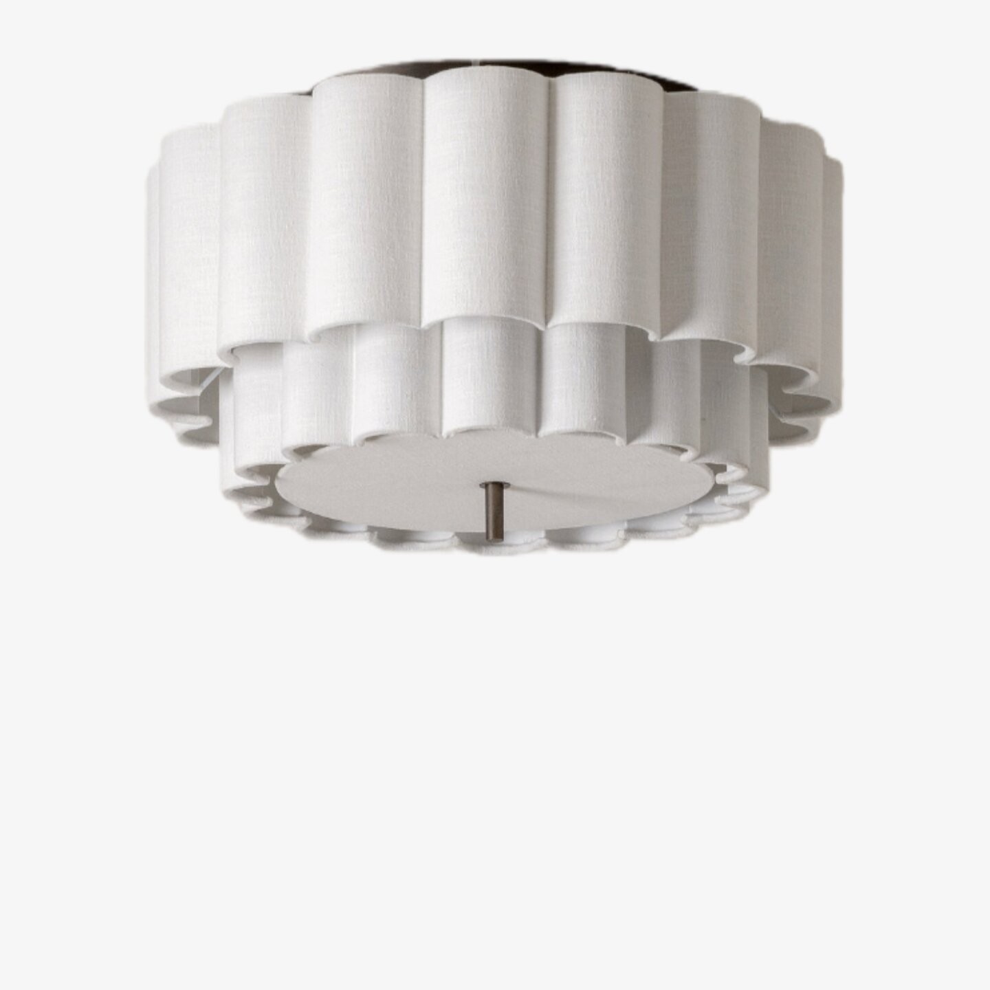 Linbron Flush Pendant - Scalloped Linen Shade Bronze Finish Modern Ceiling Light for Dining Room T479