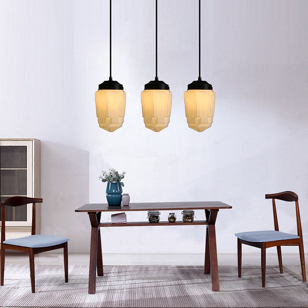 Modern White Milk Glass Geometric Jar Pendant Lamp S167