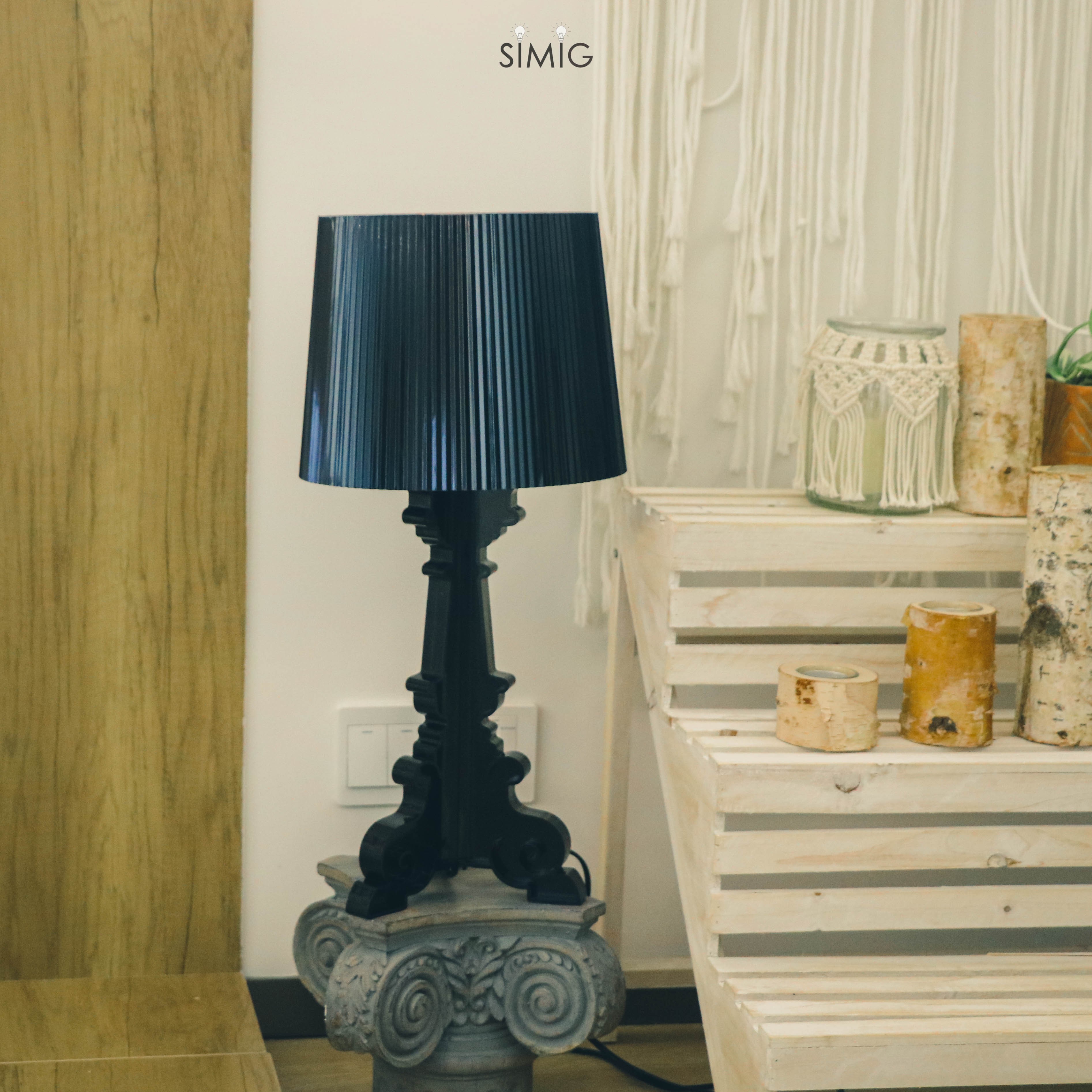 Dark Bourgie lamp in a staged room