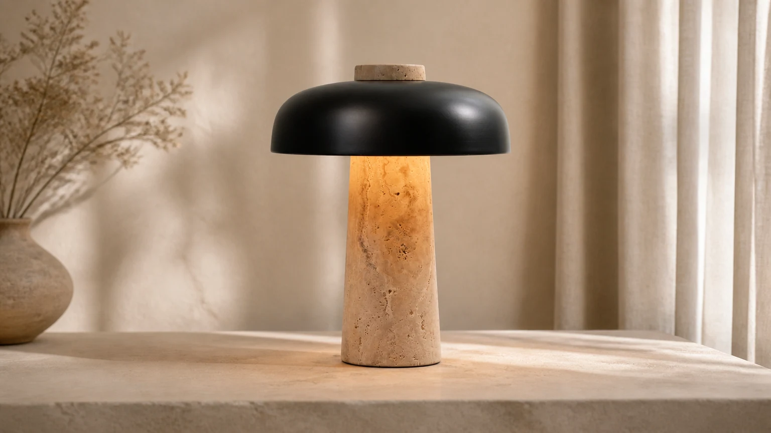 Lampa stołowa REVERSE o duńskim designie w ciepłym wnętrzu
