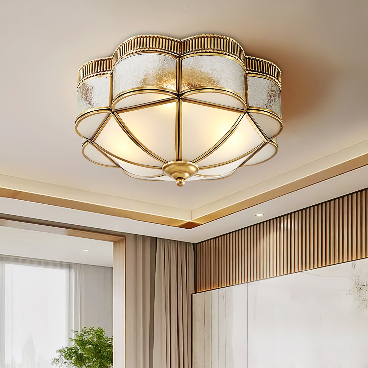 Brass Domed Flush Ceiling Lamp M572
