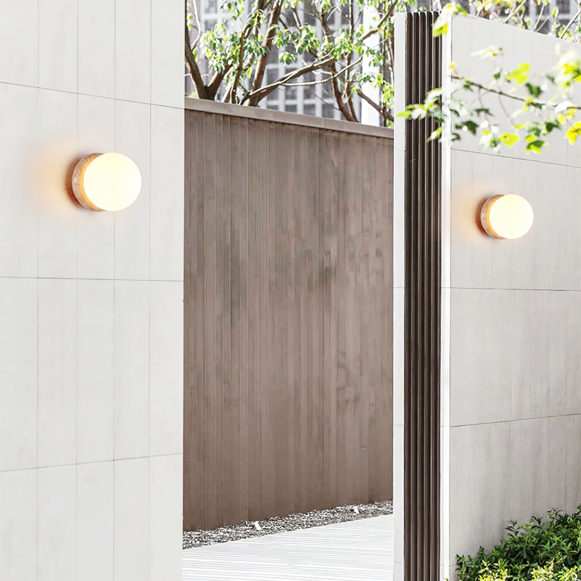 Japanese Style Wabi-Sabi Travertine Spherical Wall Lamp M90