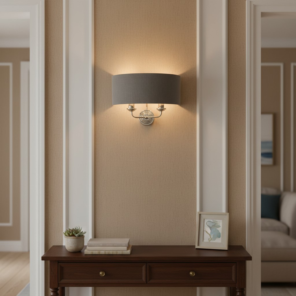 Tela Classic Wall Sconce with Fabric Shade - Elegant Metal Finish Wall Light for Living Room or Bedroom T654