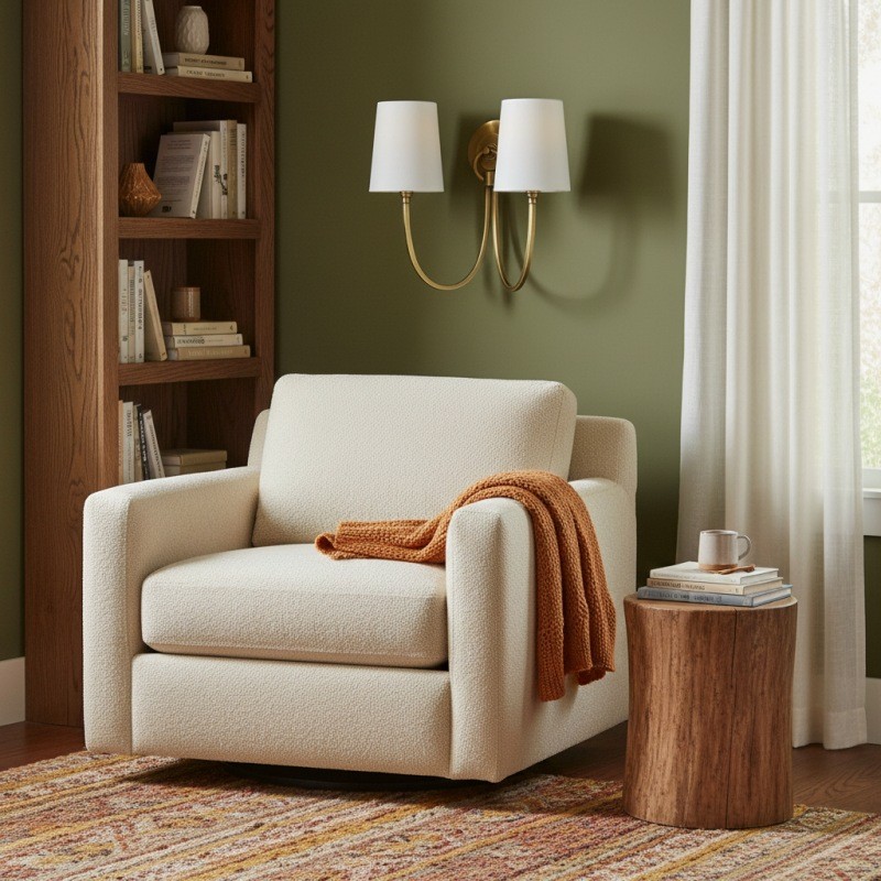 Roven Modern Double Wall Sconce with Curved Arms and Fabric Shades - Classic Accent Lighting for Bedroom T657