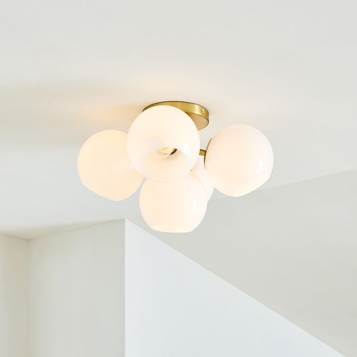 Brina Glass 5-Light Flush Mount - Minimalist Glass Ceiling Fixture T256