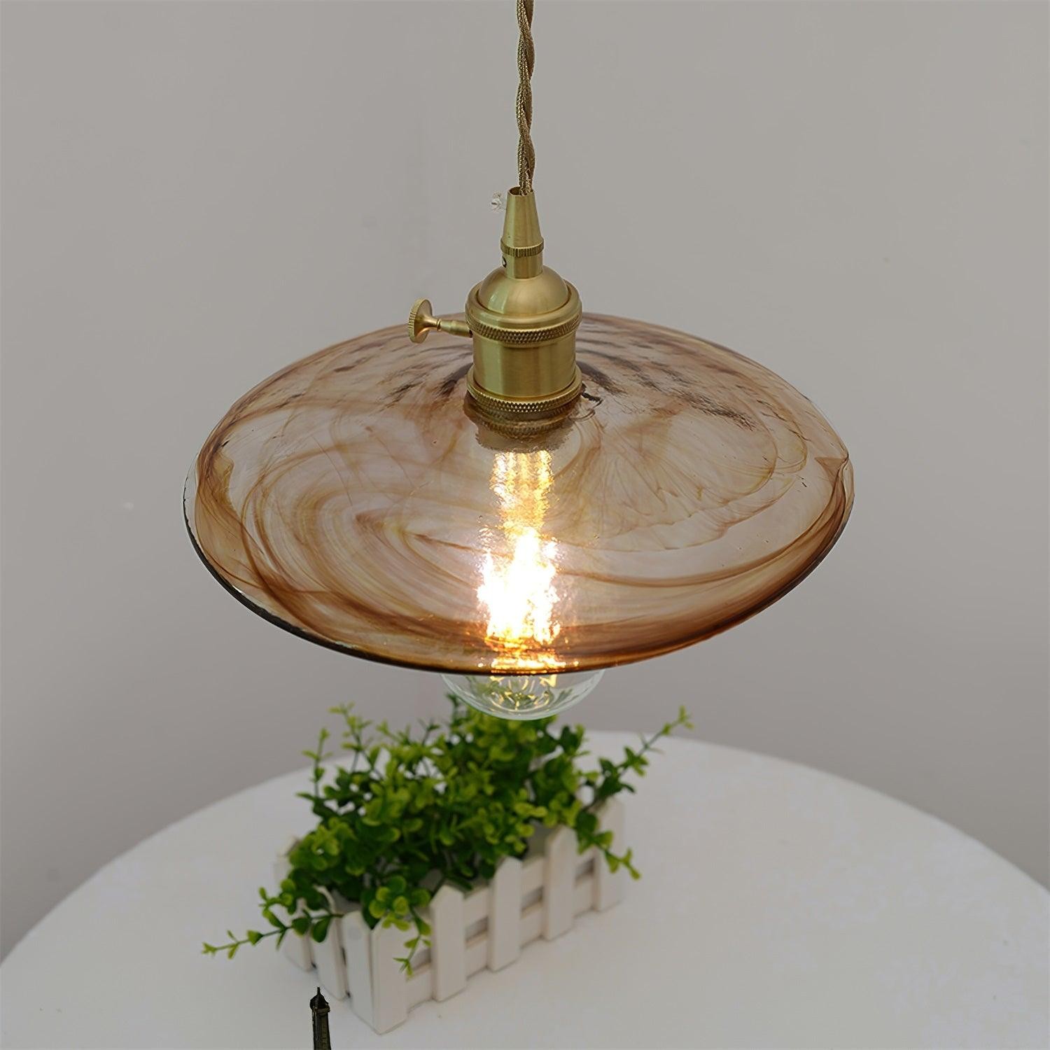 Brass Vintage Clear Glass Pendant Light M34