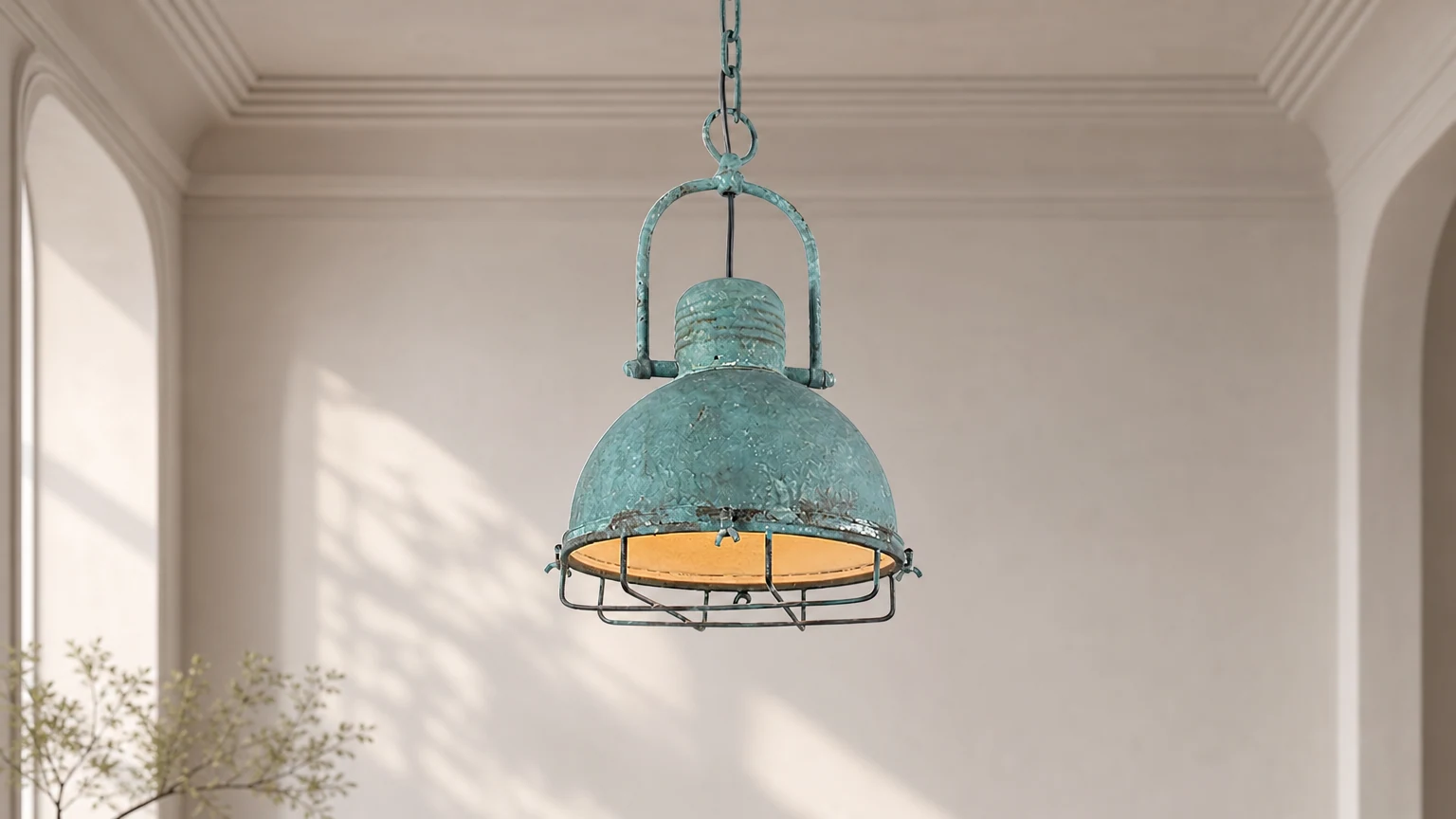 Lampa wisząca Hopedale D475 w nadmorskim pokoju wiejskim
