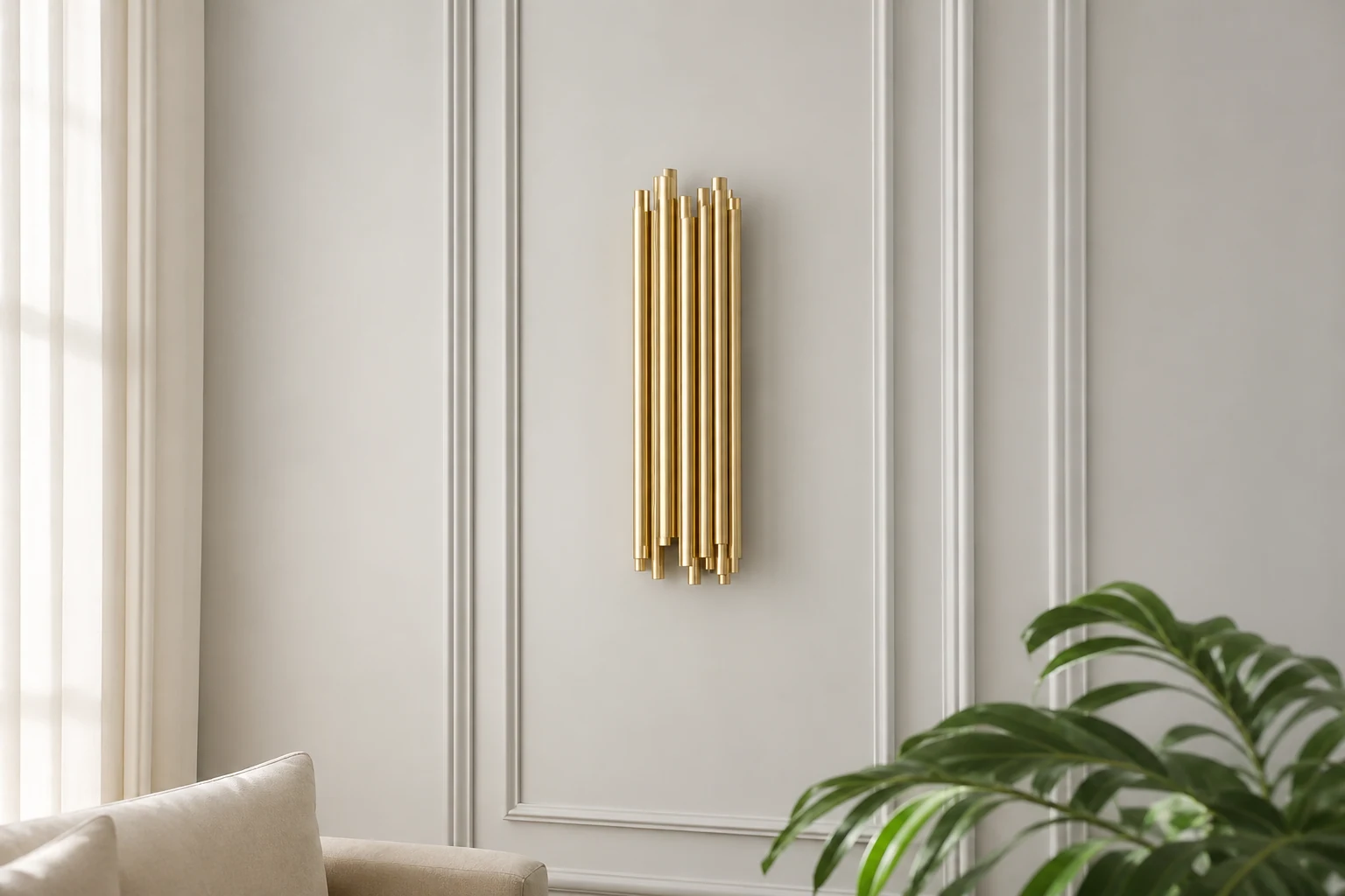 Applique murale en aluminium doré dans un intérieur lifestyle