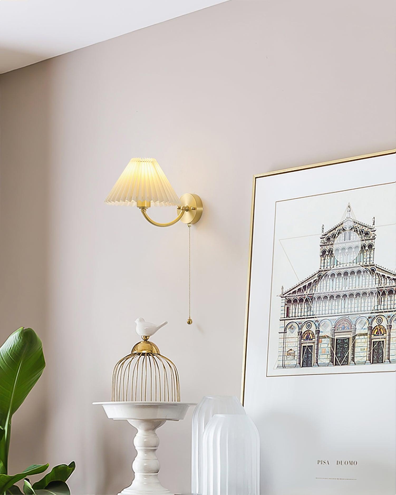 Modern Minimalist Luxury Fabric Brass Wall Lamp For Living Room M437