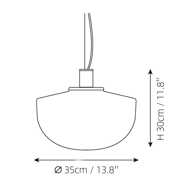 Måldiagram for Nordic Glass pendellampe P005