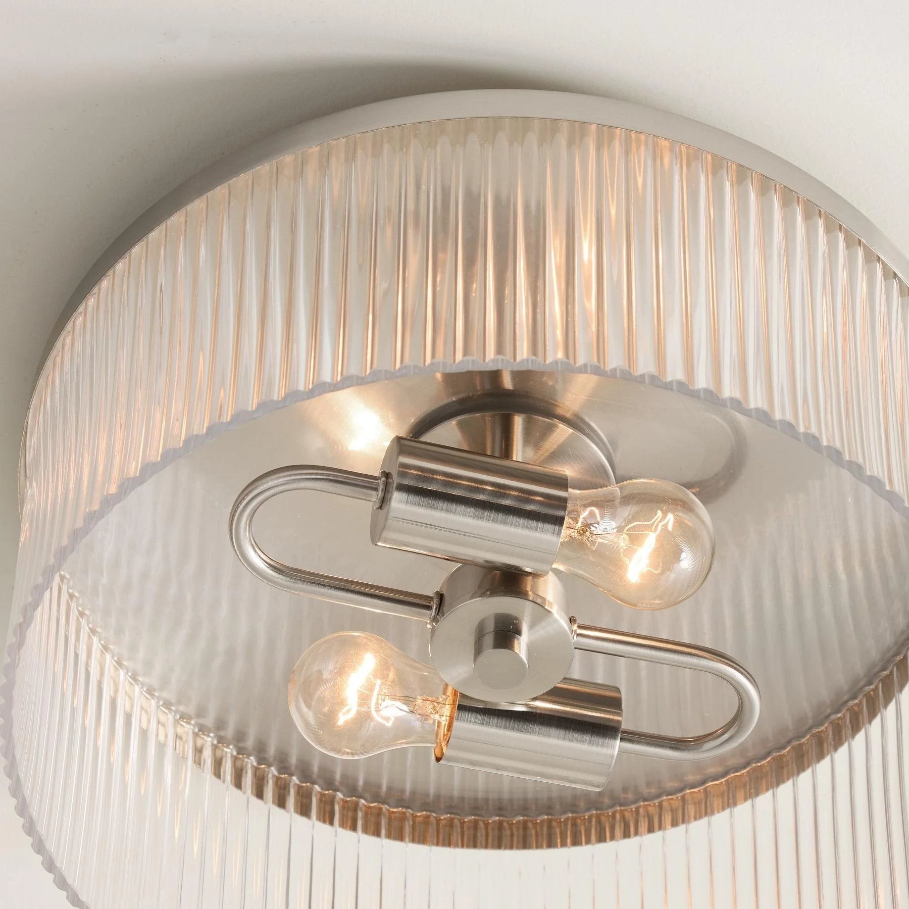 Bravira Copper Ribbed Glass Flush Mount Ceiling Lamp G24