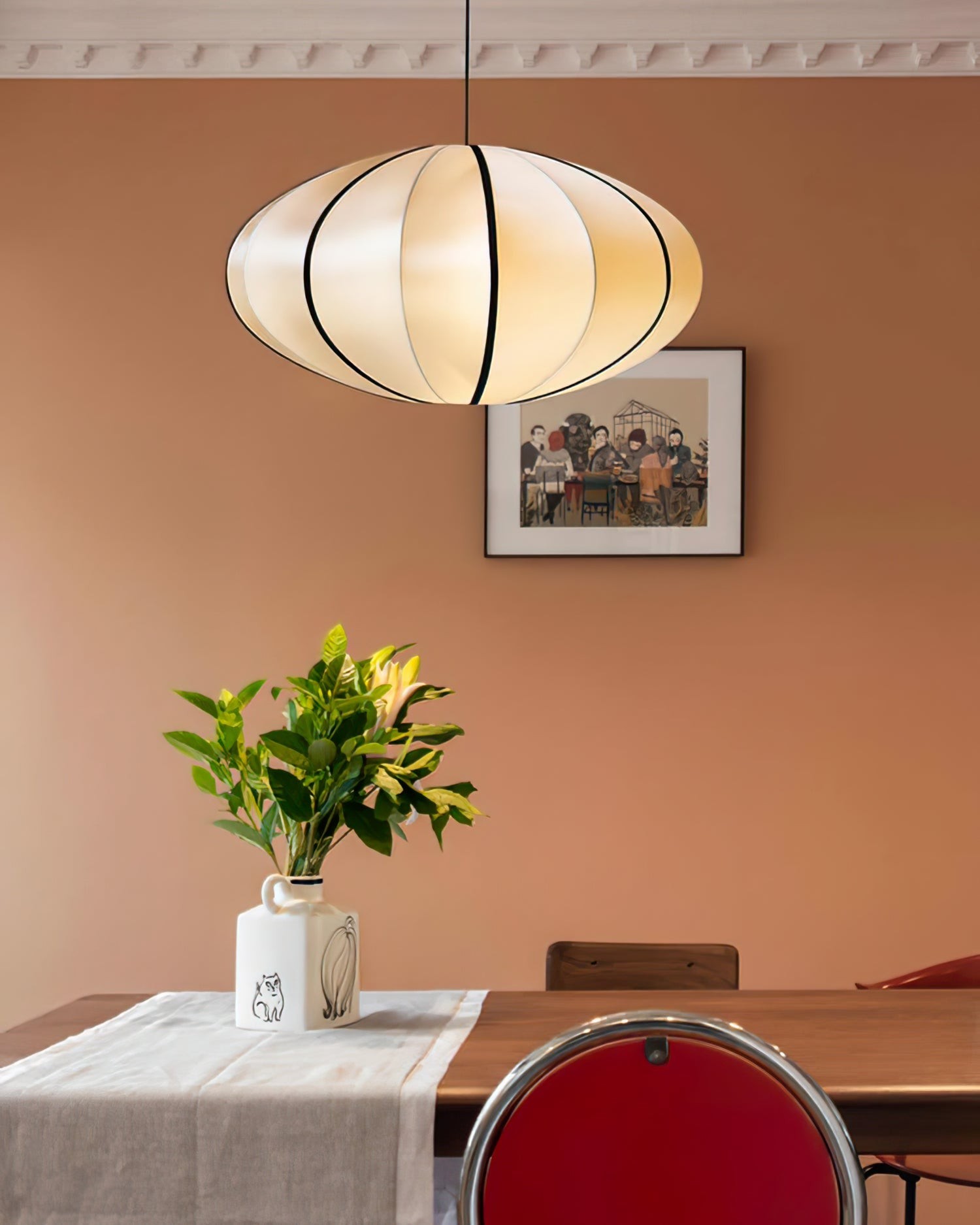 Vintage Silk Lantern Pendant Lamp M575