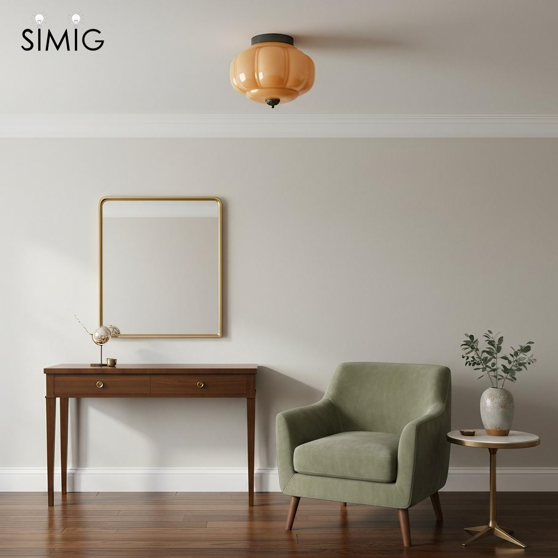 Eloise Retro Milk Glass Semi Flush Mount Ceiling Light G55