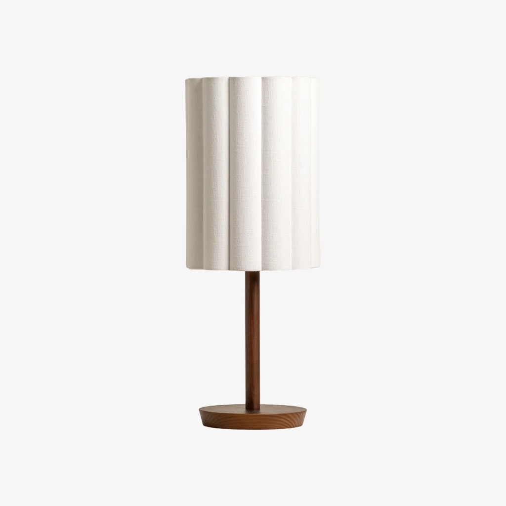 Linbron Modern Fabric Shade Table Lamp with Wood Base - Soft Ambient Lighting for Bedroom or Living Room T647