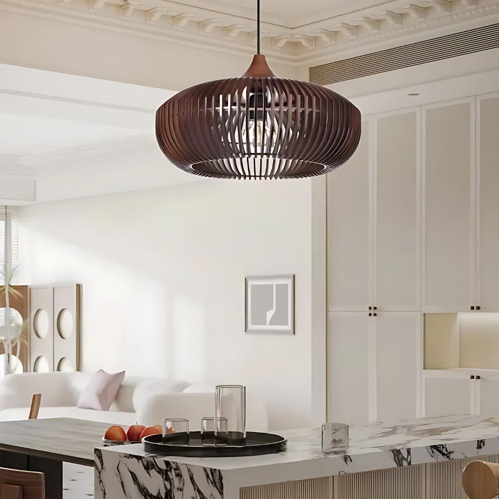 The Halo of Zen Japandi Wood Pendant Light D837