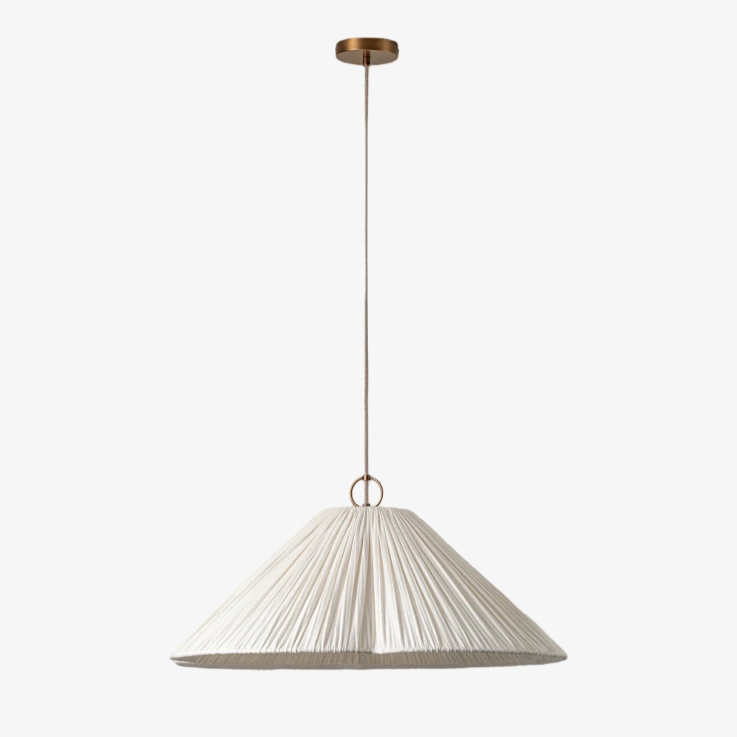 Lindi - aged brass and linen oversized scalloped pendant T445