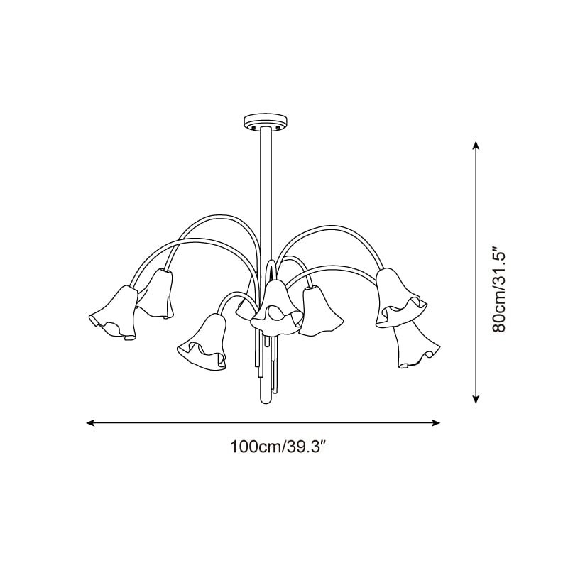 Bellina Modern Romantic Chandelier - Botanical Lily Design with Glass Flowers T280
