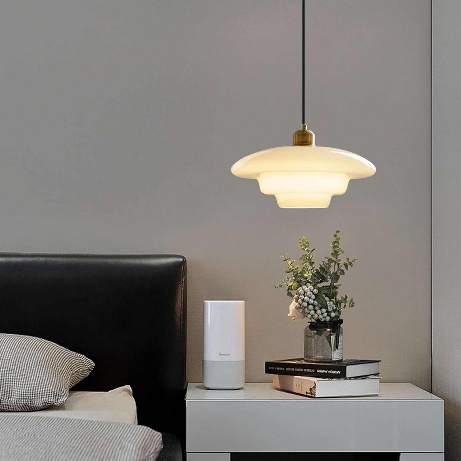 Mid-Century Art Milk White Glass Pendant Lamp S81