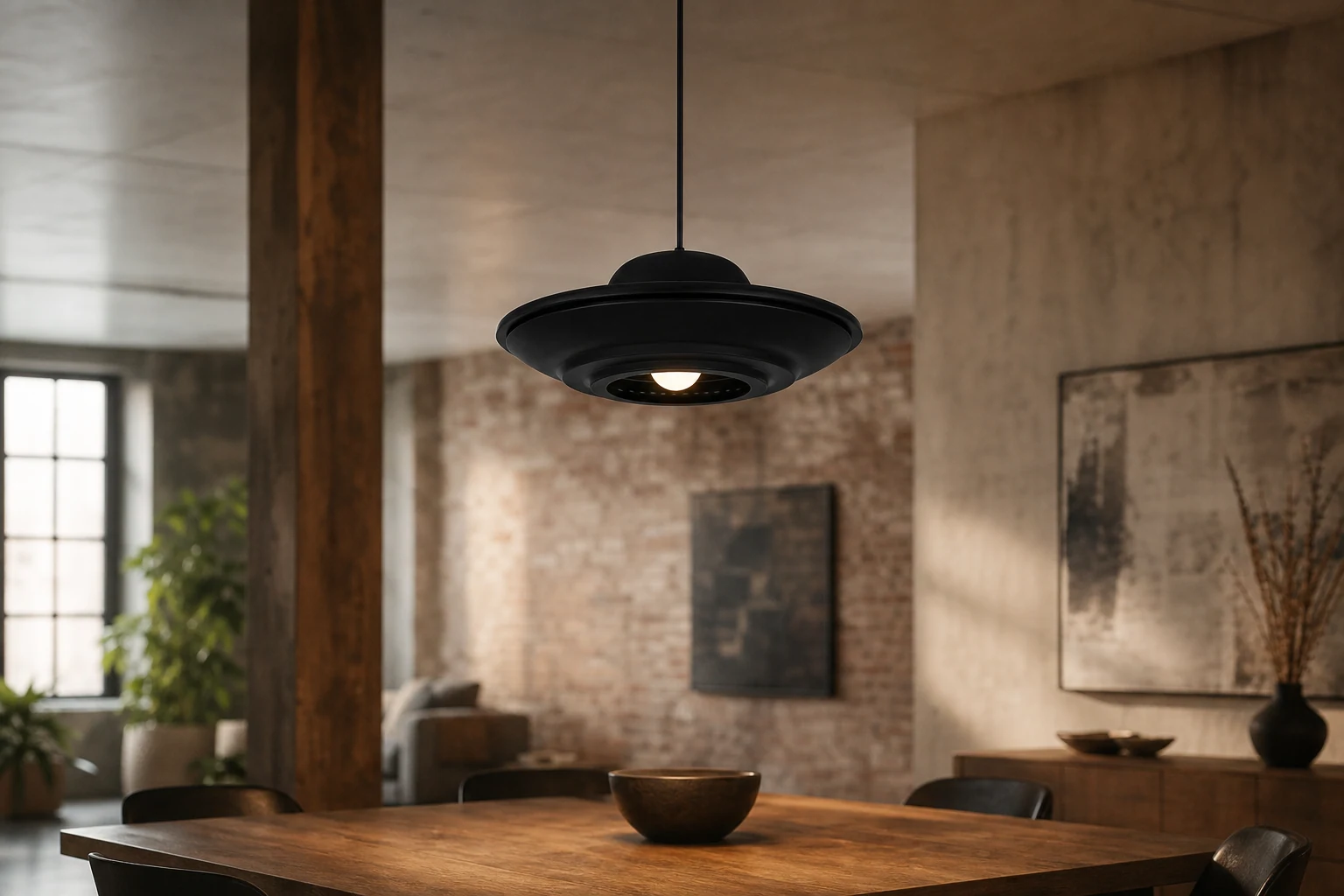 Lampa wisząca HOLTON UFO w scenie lifestylowej opartej na produkcie w kontekście
