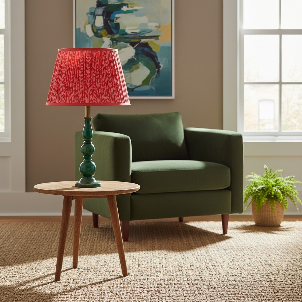 Grainora Table Lamp with Wooden Grain Base - Fabric Lampshade for Living Rooms T568