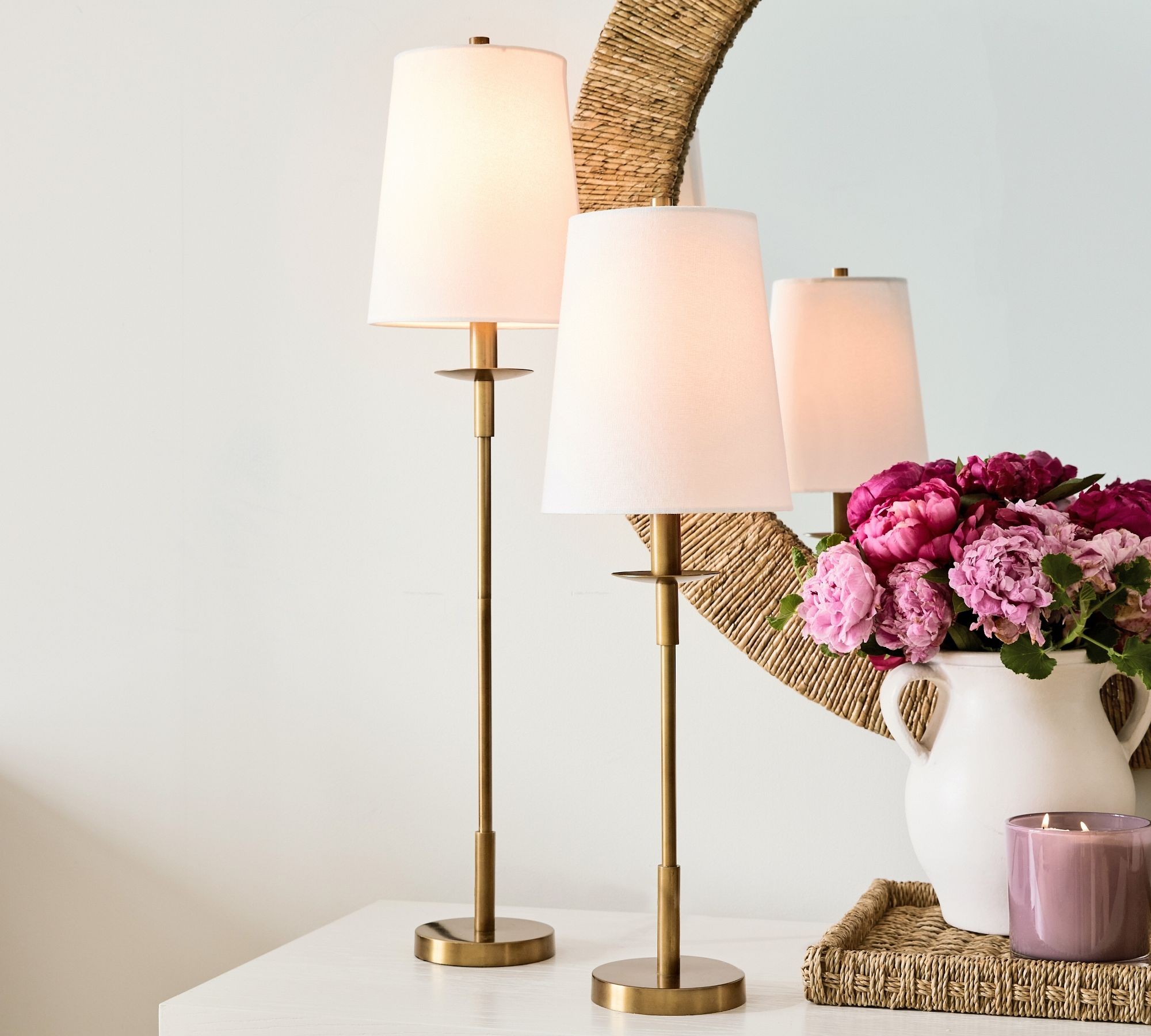 Rowan Modern Iron Table Lamp - Industrial Farmhouse Linen Bedside Reading Light T124