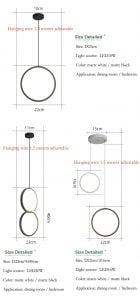 Rozmiar i schemat konfiguracji lampy wiszącej LED Ring