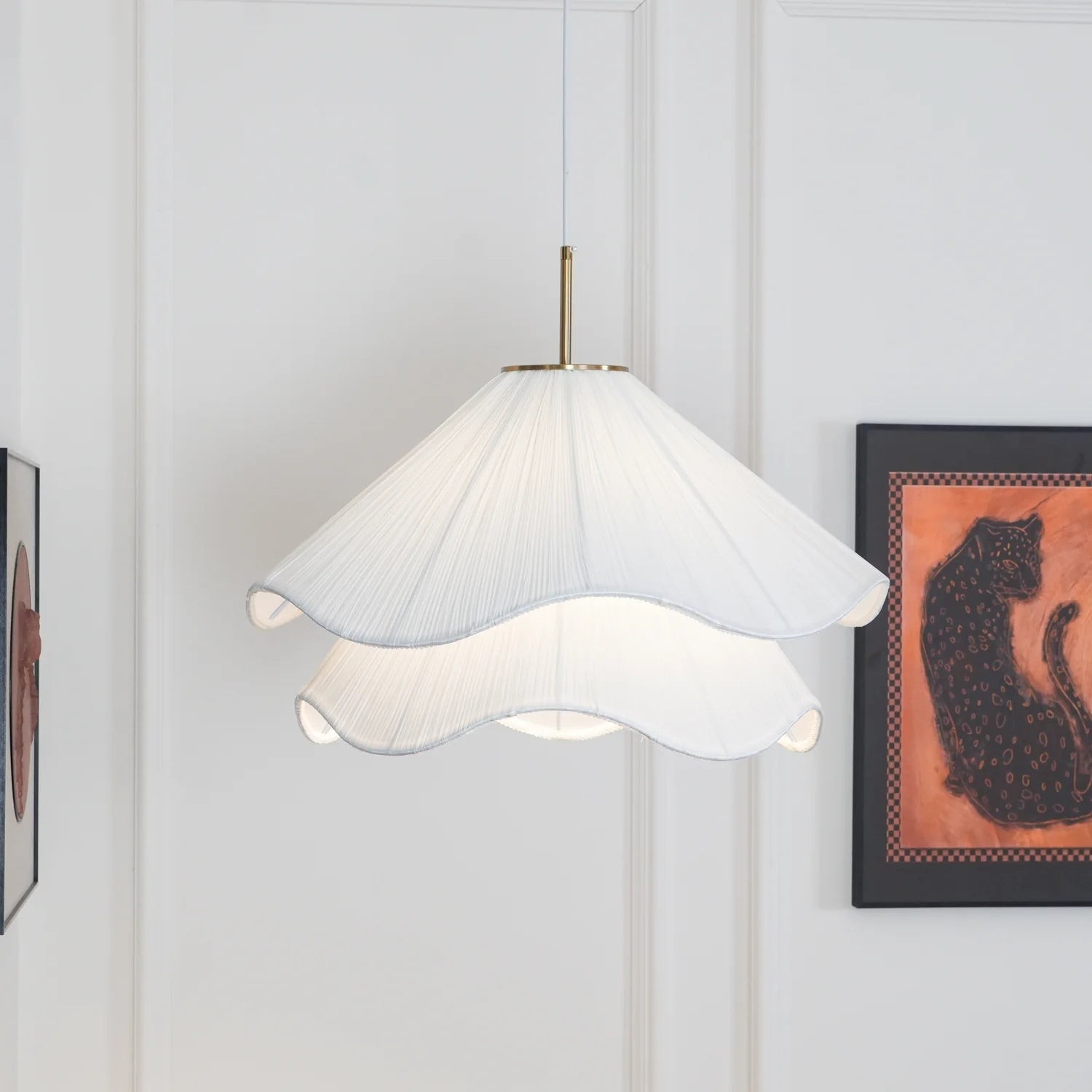 White Layered Pleats Pendant Lamp M249