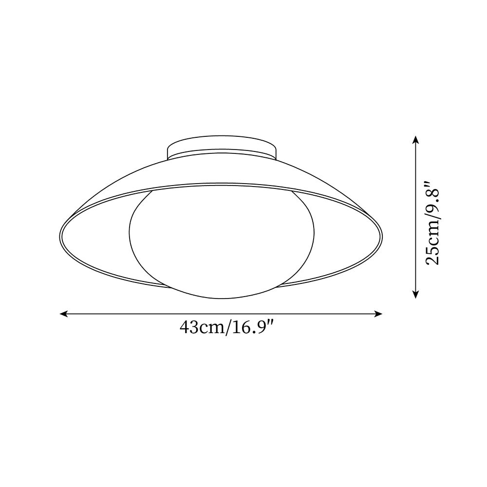 French Retro Flying Saucer Bowl Ceiling Light M236