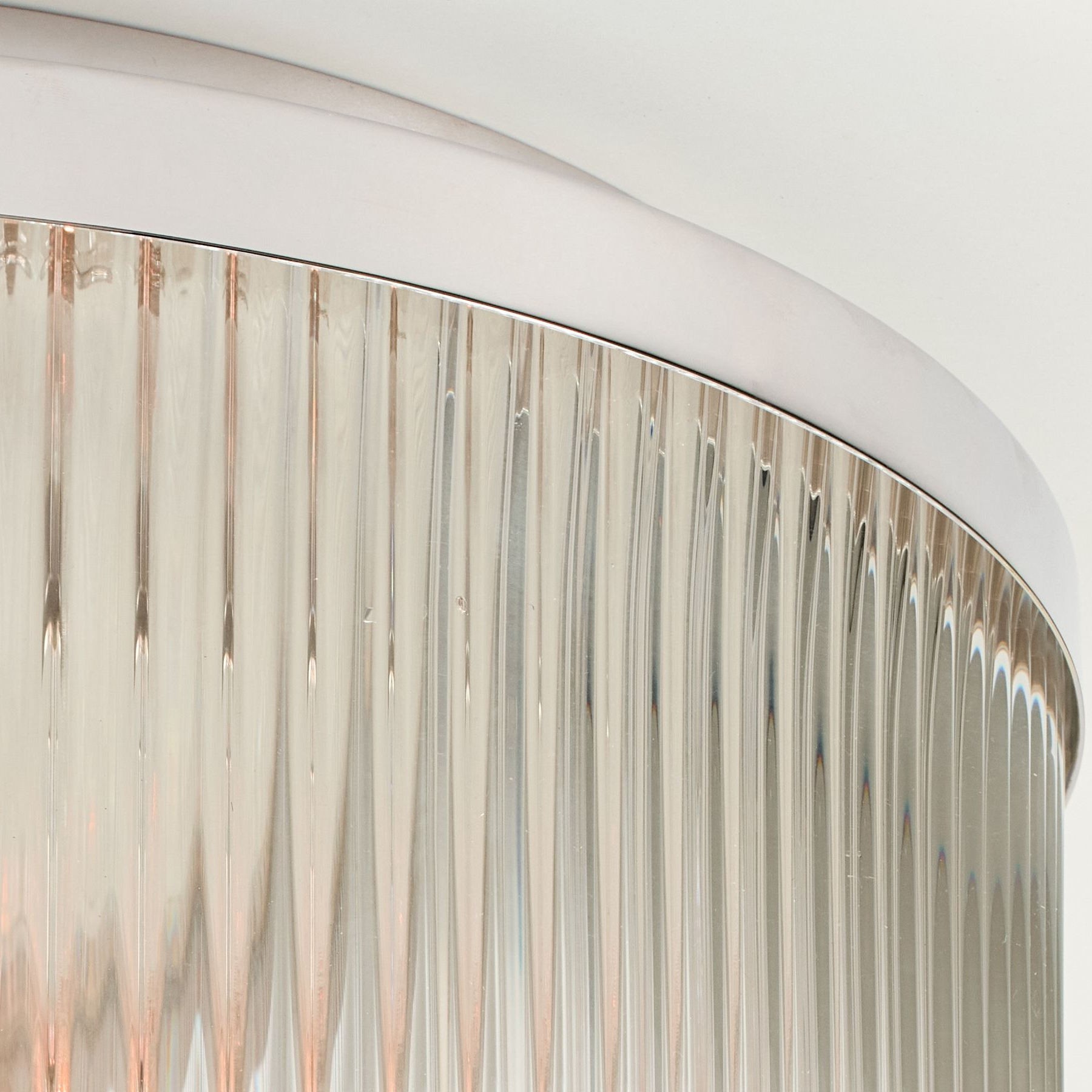 Bravira Flush Mount Ceiling Light - Ribbed & Bubbled Glass Metal Light T071