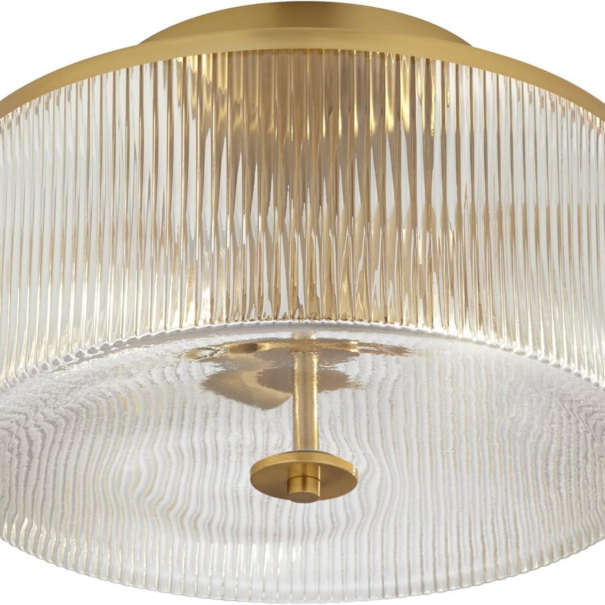 Claude Farmhouse Striped Glass Drum Ceiling Light G91