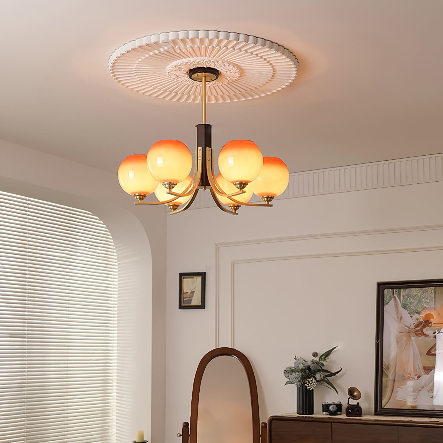 Vintage Caramel Globe Chandelier M502