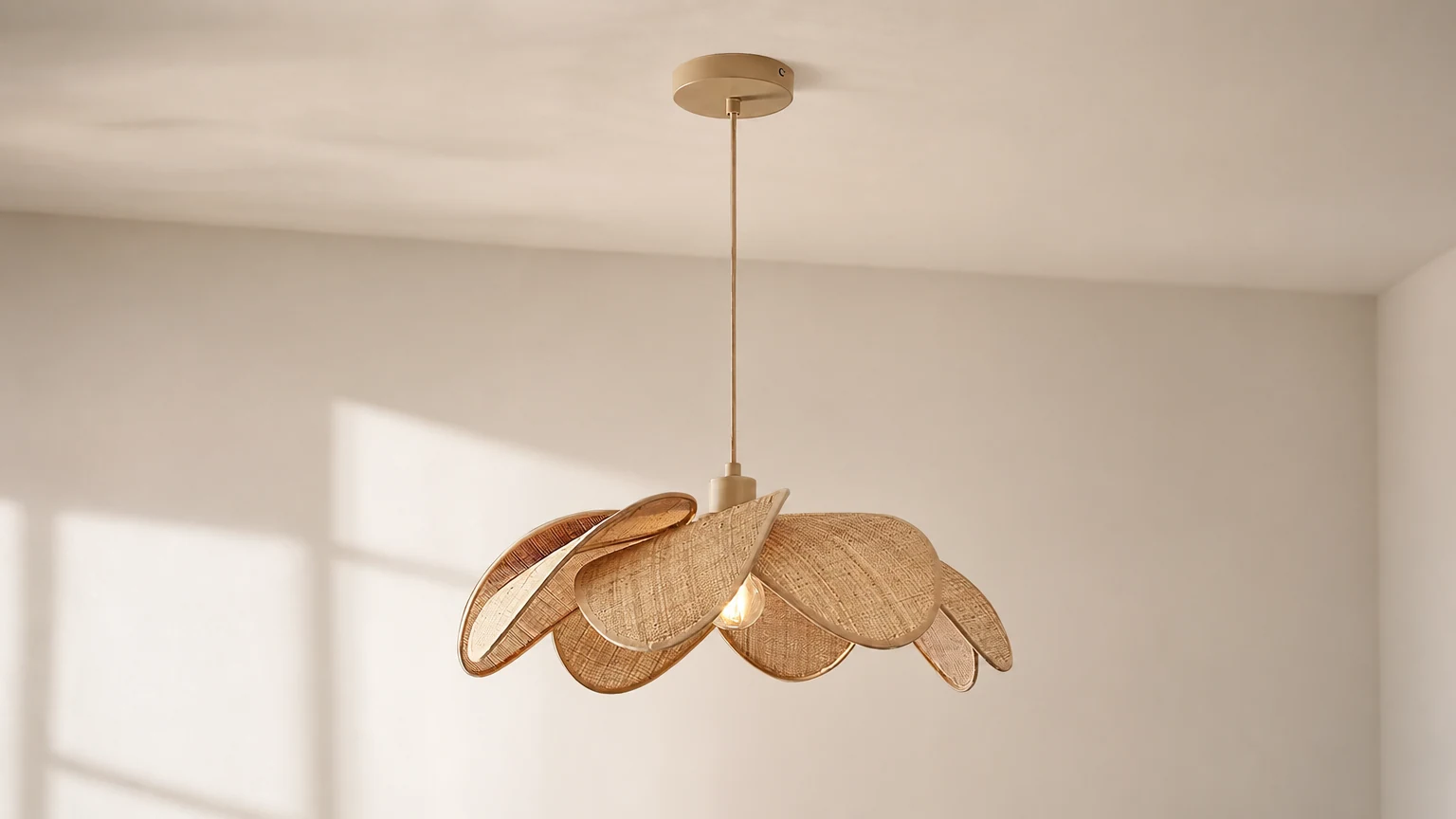 Kołysająca się lampa wisząca D310 w ciepłej scenerii wnętrza