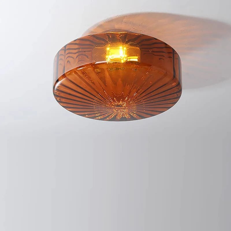 Ripplara Water Ripple Glass Ceiling Lamp with Vintage Style - Flush Mount Design for Bedroom T578