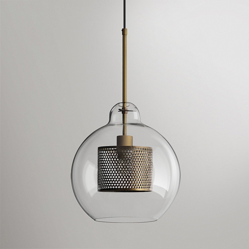 Pendellampe i klar glasskule, uten lys, variant
