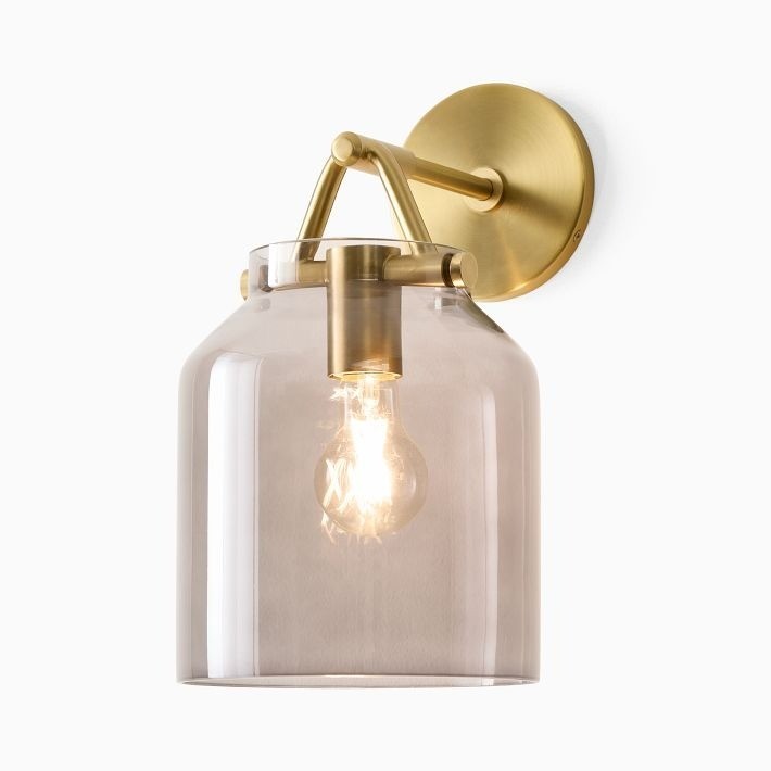 Hanton Modern Minimalist Brass and Glass Sconce – Damp Rated for Bathrooms T173