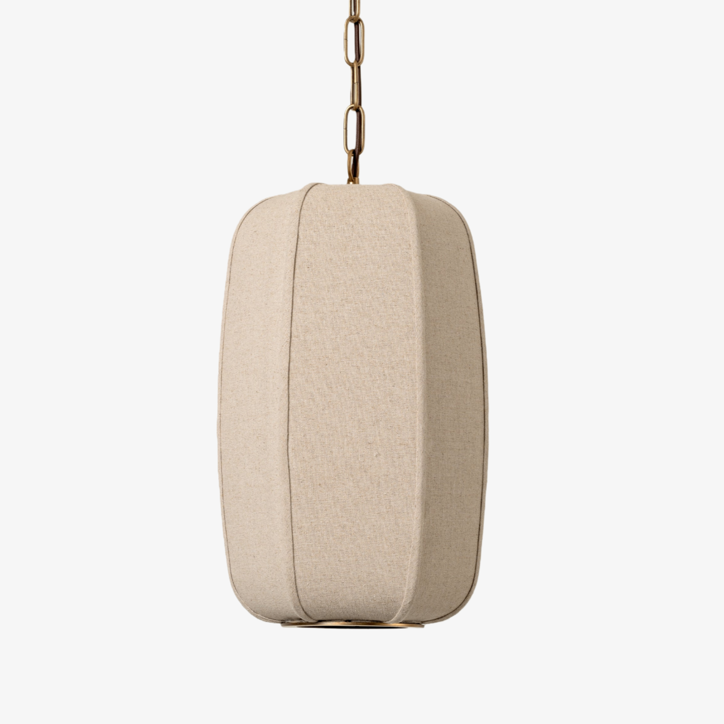 Loomis Tall Pendant - Textured Linen Shade Aged Brass Ceiling Light for Dining Room and Kitchen T481