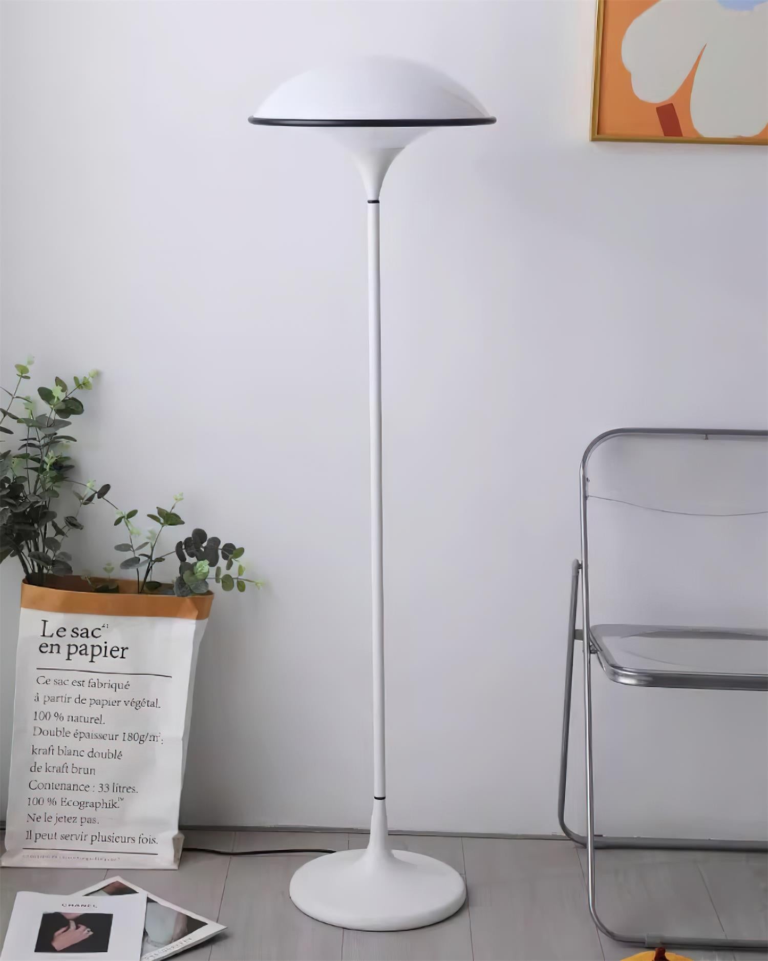 Danish Retro White Flying Saucer Floor Lamp M379