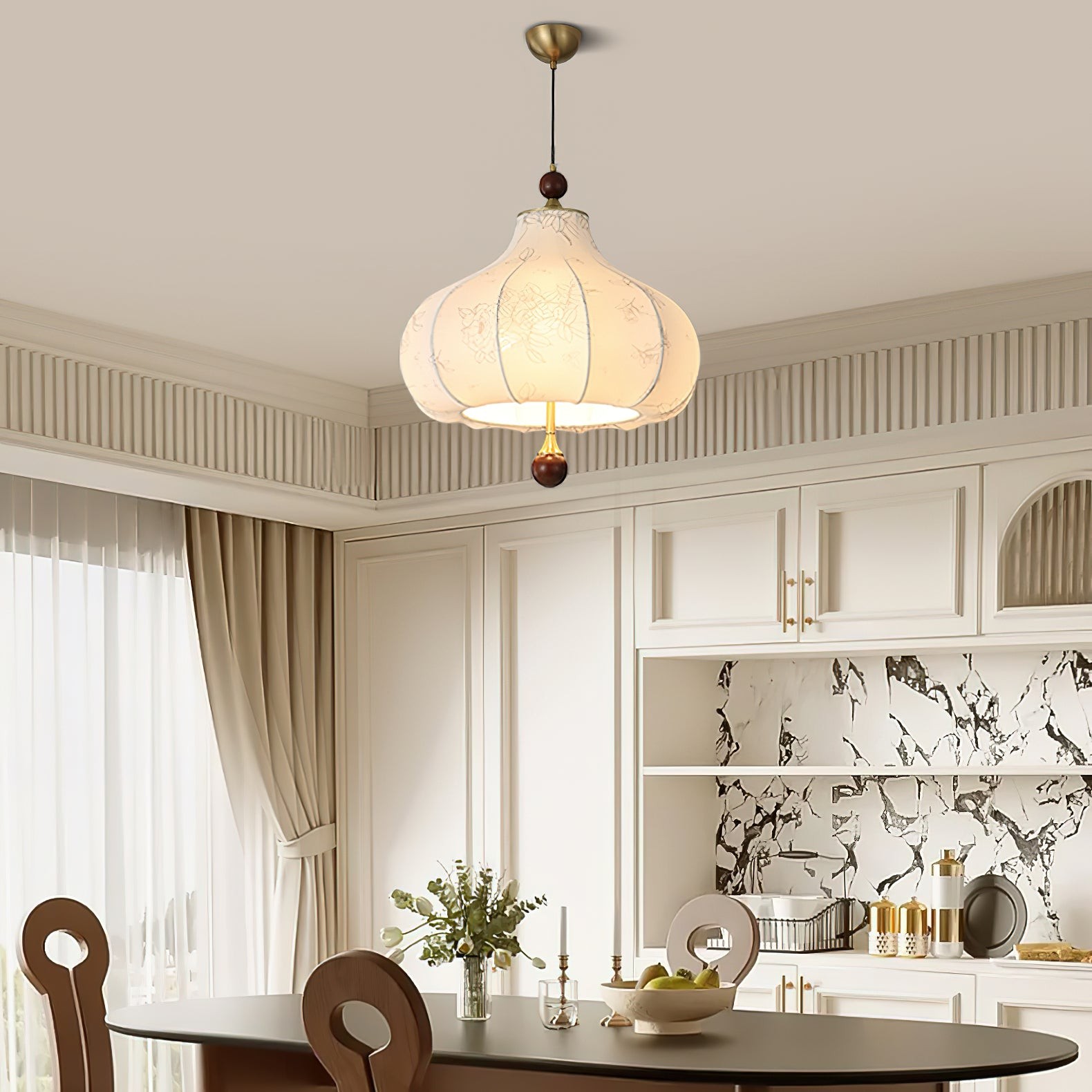 French Retro Fabric Pattern Pendant Lamp M77