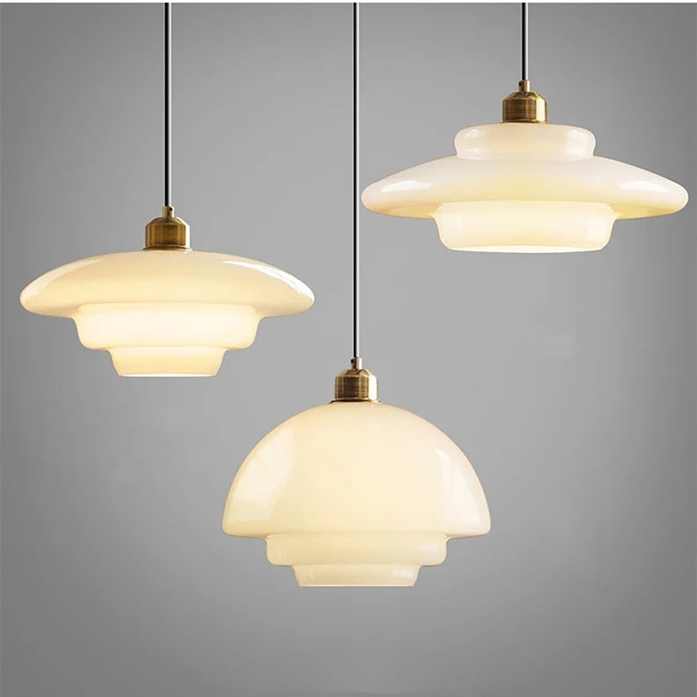 Mid-Century Art Milk White Glass Pendant Lamp S81