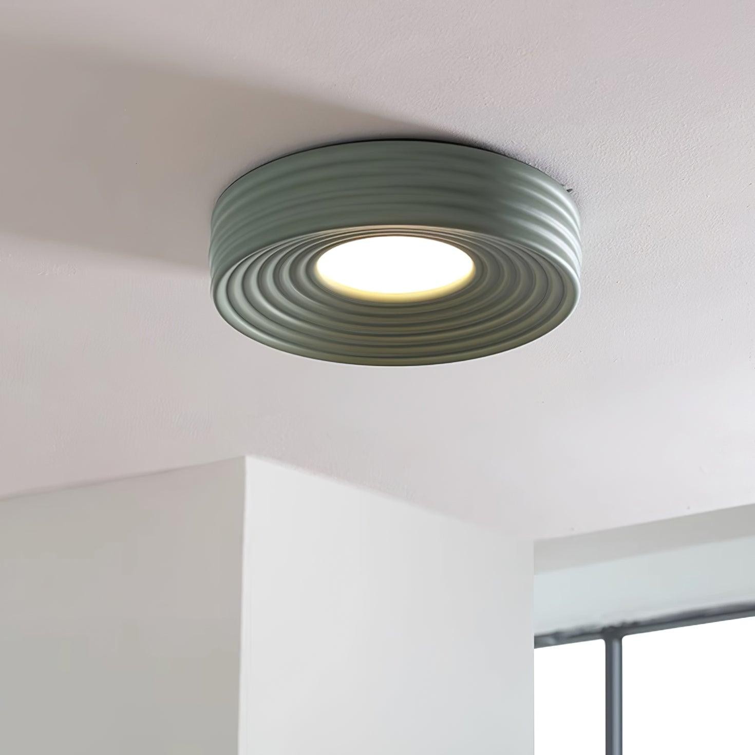 Cream Ribbed Three-color Changing Ceiling Light M392