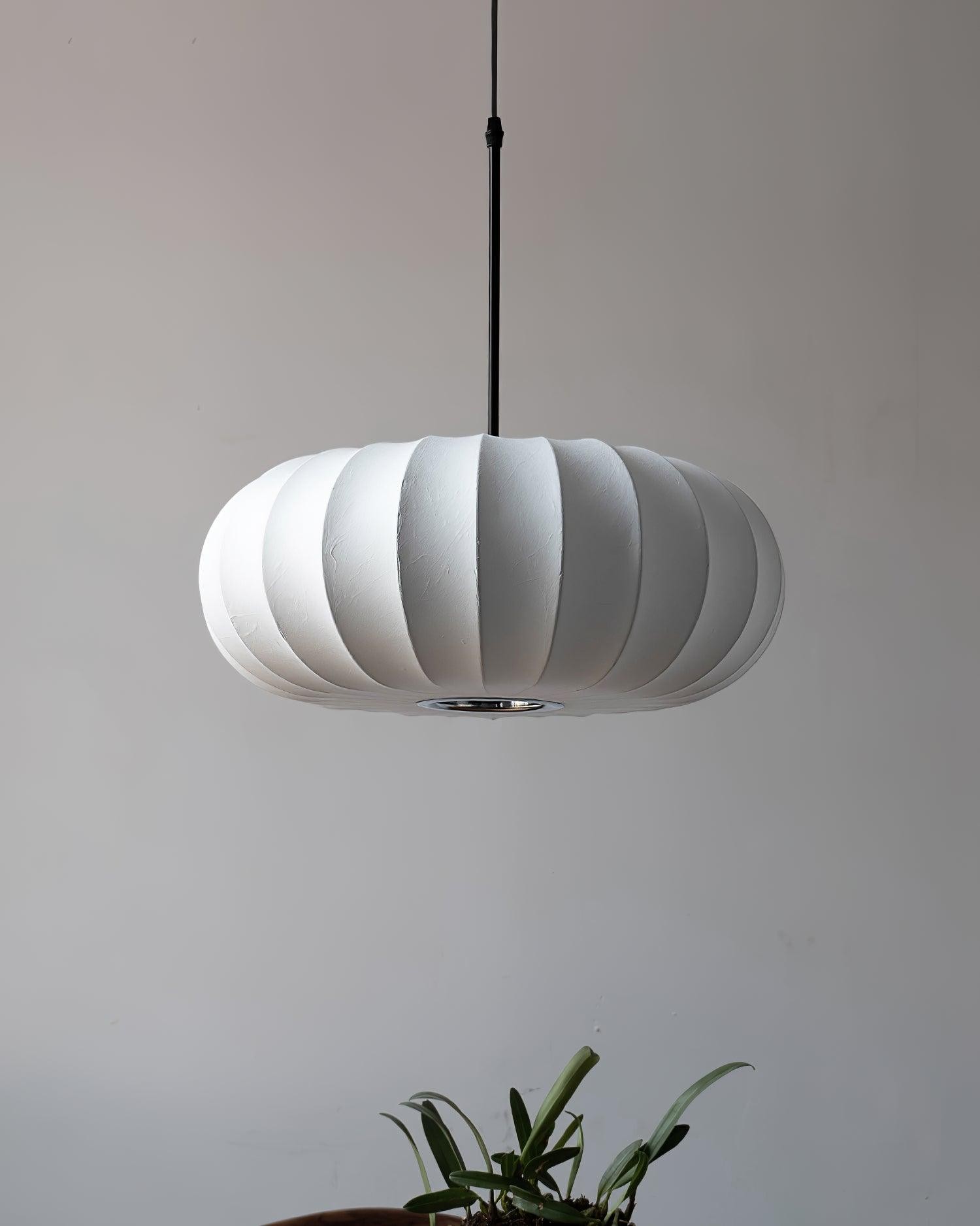 Simple Wabi-sabi White Lantern Fabric Pendant Lamp M105