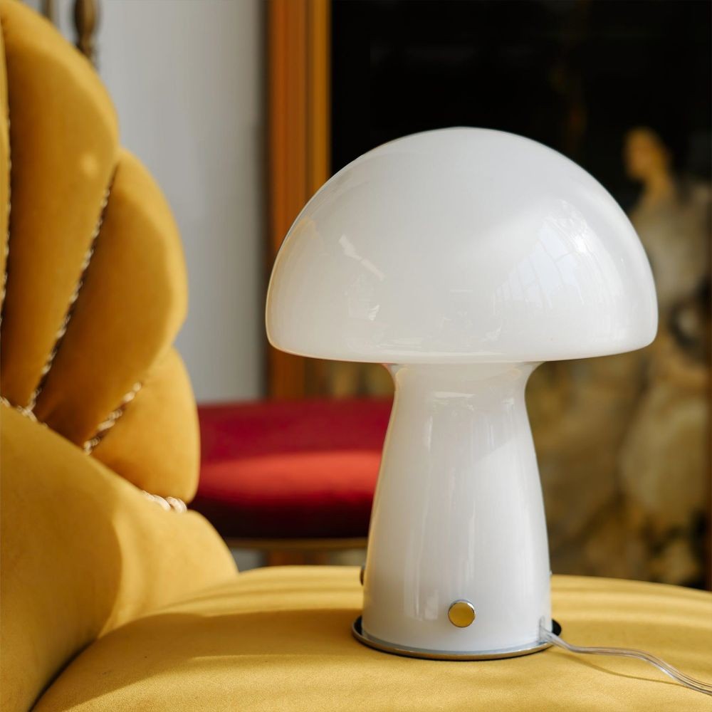 Vintage Bauhaus Glass Mushroom Table Lamp S79