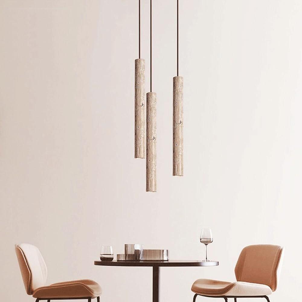 Marbled Travertine Cylinder Modern Pendant Light D857