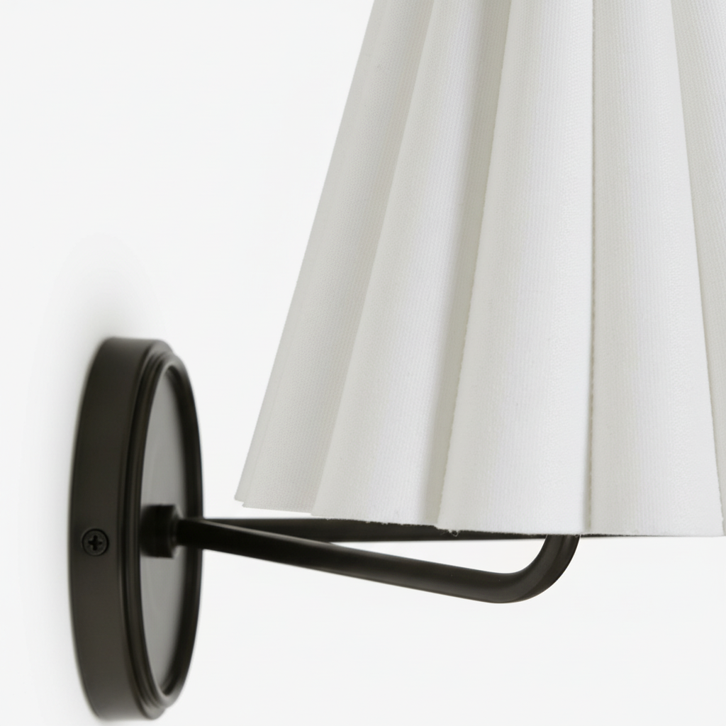 Ruffmeto Fabric Wall Sconce - Featuring Pleated Detailing on a Sculptural Metal Frame for Study T474