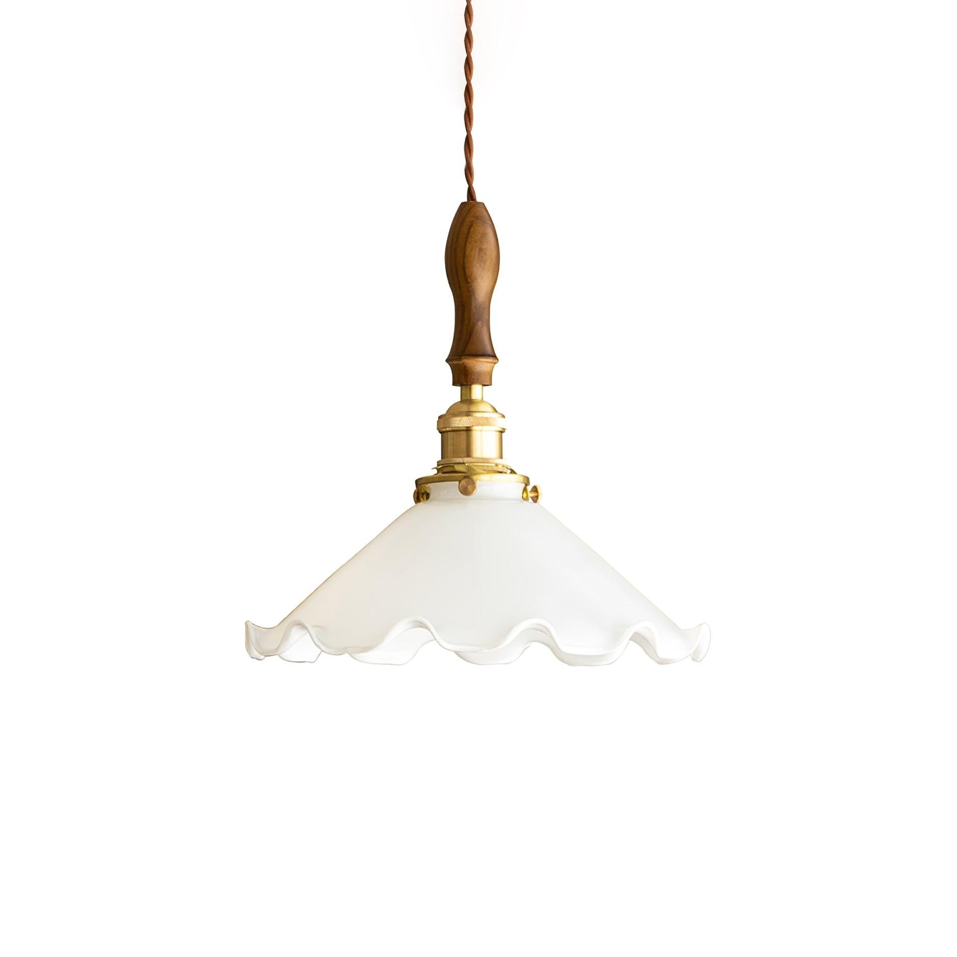 Vintage White Glass Skirted Pendant Lamp M472