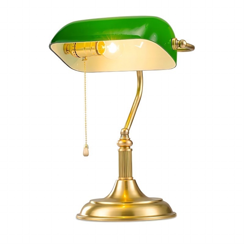 Vintage Glass Banker Desk Lamp Library Table Lamp S53