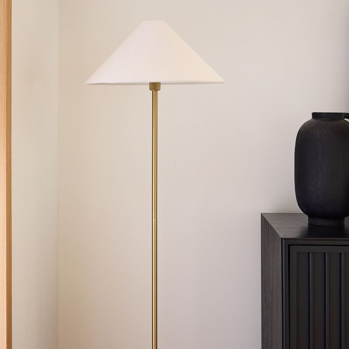 Diora Table & Floor Lamps - Linen Shade Modern Linear Style Sophisticated Accent T039